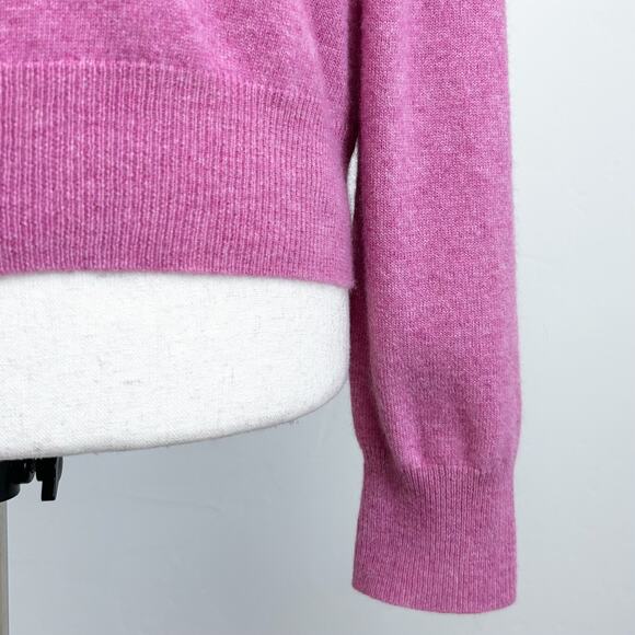 Talbots Pink Wool Angora Blend V-Neck Cropped Knit Sweater Cardigan - Picture 4 of 8